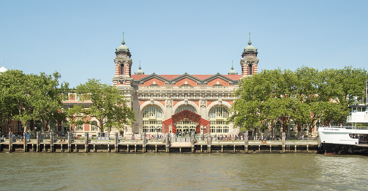 The main building of Ellis Island, seen from the water