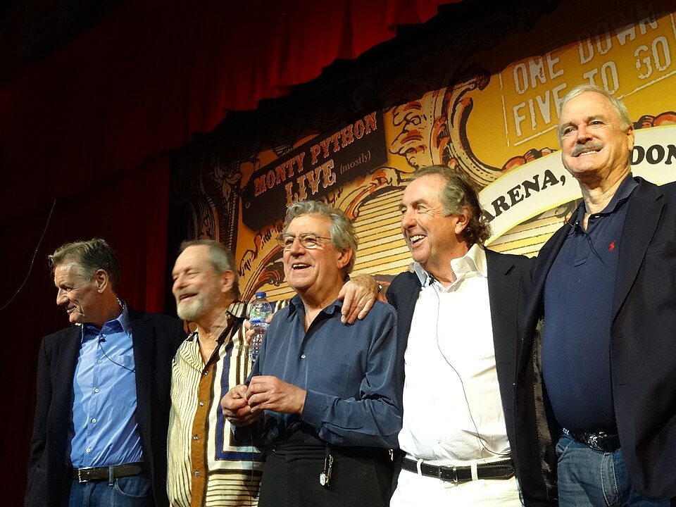 Michael Palin, Terry Gilliam, Terry Jones, Eric Idle and John Cleese on stage in 2014