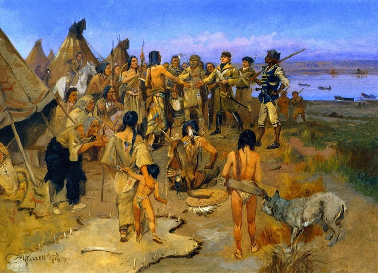 Captain William Clark meeting the Indians of the Northwest, painting